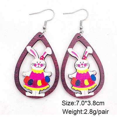 Easter Wood Dangle Earrings FS-WG65A0D-04-1