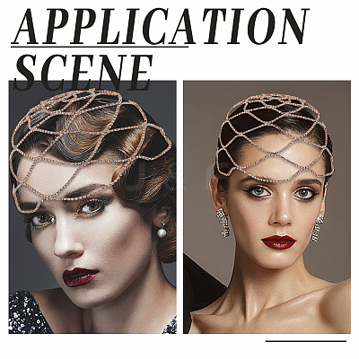 1Pc Rhinestone Mesh Headpiece Cap AJEW-HY0002-55G-1