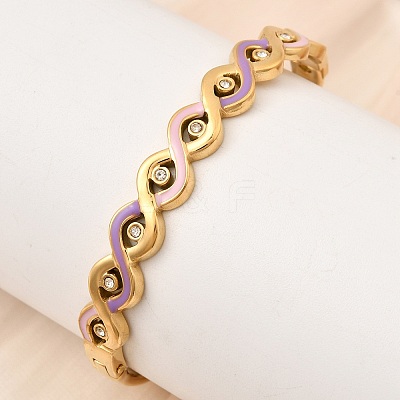 304 Stainless Steel Enamel Hinged Bangles for Women BJEW-B168-04G-02-1