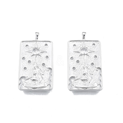 Brass Micro Pave Clear Cubic Zirconia Pendants KK-G432-14P-1