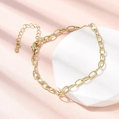 Brass Link Cable Chain Bracelet for Women BJEW-A065-01G-1