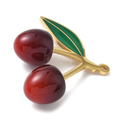 304 Stainless Steel with Acrylic Cherry Pendants STAS-G362-05G-02-1