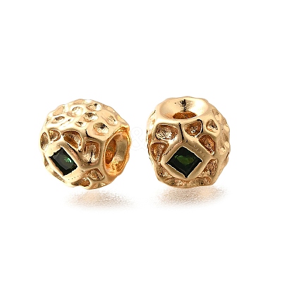 Brass Micro Pave Cubic Zirconia Beads KK-M318-39G-02-1