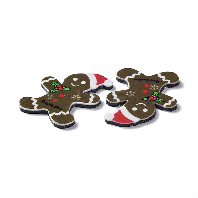 Christmas Style Printed Acrylic Cabochons MACR-O045-01G-1
