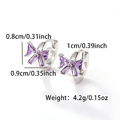 Anti-Tarnish Rhodium Plated Platinum 925 Sterling Silver Micro Pave Cubic Zirconia Hoop Earrings MJ7075-2-1