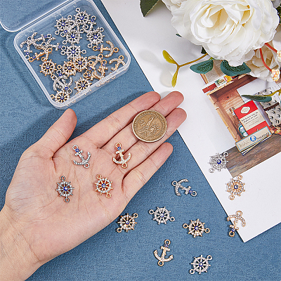 40Pcs 4 Styles Nautical Theme Alloy Evil Eye Enamel Connector Charms FIND-DC0004-26-1