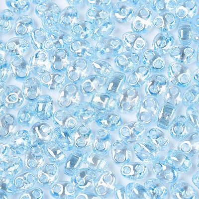 Transparent Colours Luster Glass Seed Beads SEED-N008-09B-1