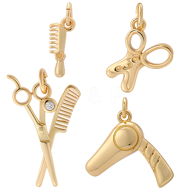 8Pcs 4 Styles Brass Pendants KK-BBC0023-02A-1