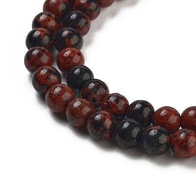 Round Natural Mahogany Obsidian Beads Strands G-N0120-20-4mm-1