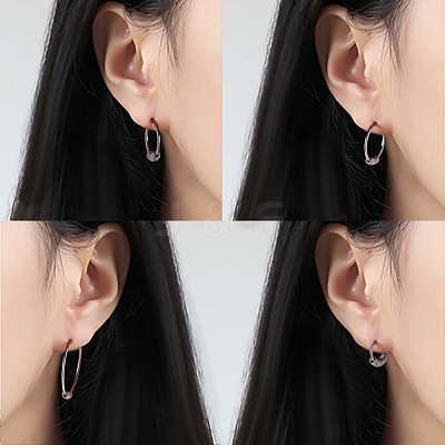 Rhodium Plated 925 Sterling Silver Circle Beaded Huggie Hoop Earrings for Women JE912A-02-1