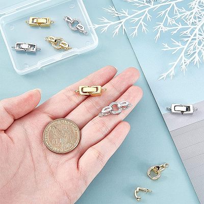 8 Sets 2 Style Brass Fold Over Clasps KK-FH0002-20-1