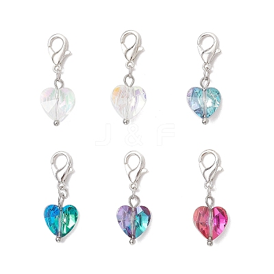 Heart Glass Pendant Decorations HJEW-JM03771-01-1