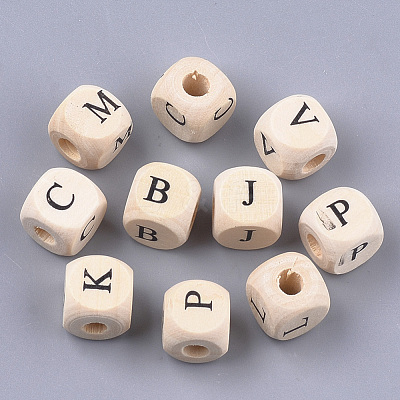 Natural Wooden European Beads WOOD-S055-01B-1