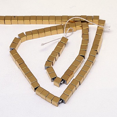 Electroplate Non-magnetic Synthetic Hematite Beads Strands G-J170A-4x4mm-07-1