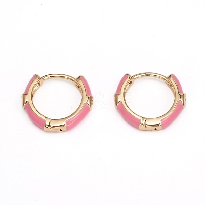 Brass Micro Pave Clear Cubic Zirconia Huggie Hoop Earrings EJEW-I240-02-1