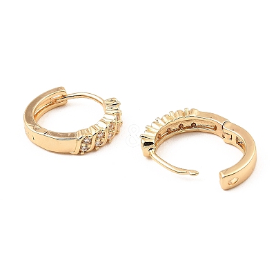 Brass Cubic Zirconia Hoop Earrings EJEW-D078-20KCG-1