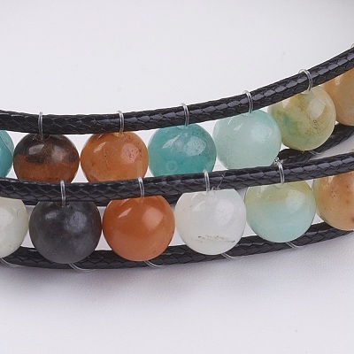 Natural Gemstone Wrap Bracelet BJEW-JB03613-1
