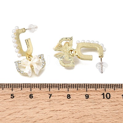 Alloy & Resin Pearl & Crystal Rhinestone Stud Dangle Earrings EJEW-G466-15G-1