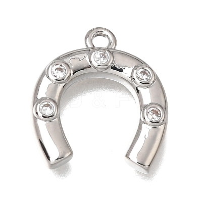 Brass Micro Pave Clear Cubic Zirconia Charms KK-K427-18P-02-1