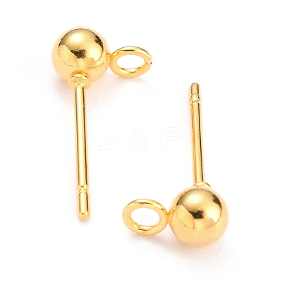 304 Stainless Steel Ball Post Stud Earring Findings STAS-Z035-02G-C-1