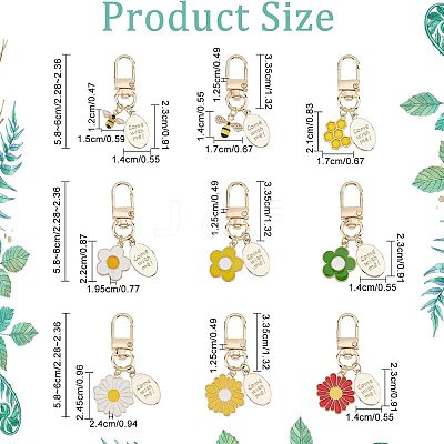 9Pcs Alloy Enamel Pendants Keychains HJEW-NB0001-52-1