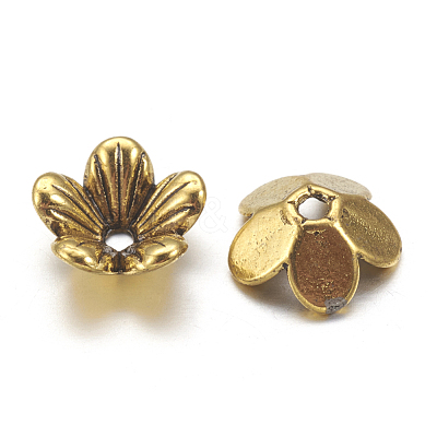 Tibetan Style Flower Alloy Bead Caps TIBEP-S192-AG-NR-1