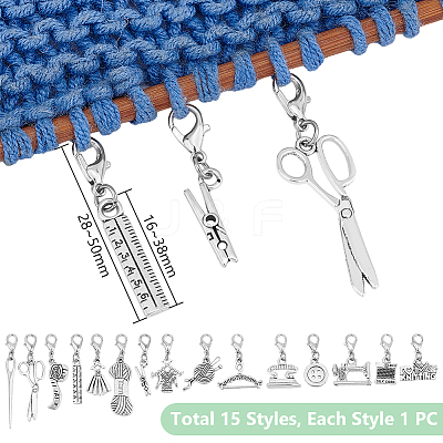 Sewing Theme Alloy Locking Stitch Markers HJEW-UN00020-1
