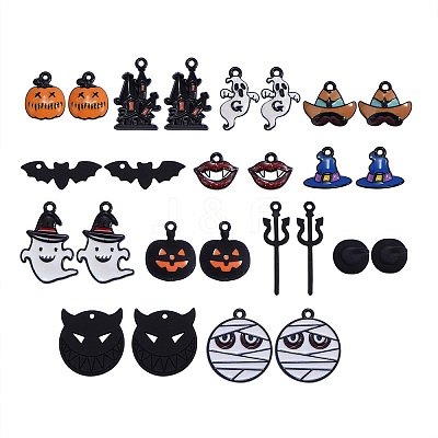 26Pcs 13 Styles Gunmetal Plated Alloy Enamel Pendants ENAM-SZ0001-64-1