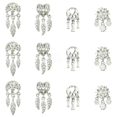 12Pcs 4 Styles Alloy European Beads FIND-CJ0005-01-1