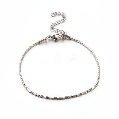 Tarnish Resistant 304 Stainless Steel Snake Chain Bracelets STAS-M175-10P-B-1