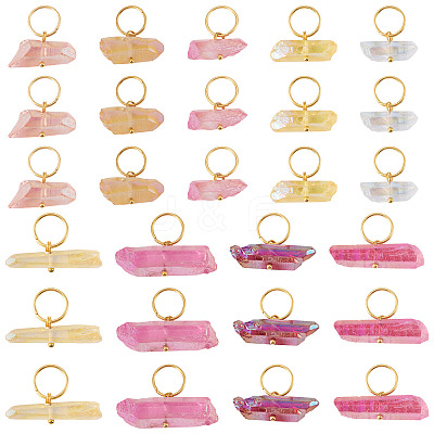 45Pcs 9 Styles Electroplated Natural Quartz Crystal Pendants PALLOY-TAC0226-1