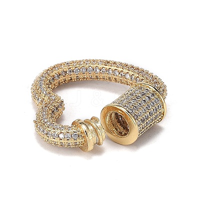Brass Micro Pave Clear Cubic Zirconia Screw Carabiner Lock Charms ZIRC-F120-002G-1