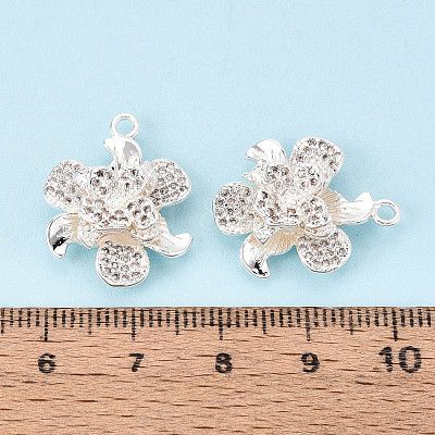 Brass Micro Pave Clear Cubic Zirconia Pendants KK-T077-30S-1