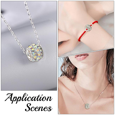 Handmade Polymer Clay Rhinestone European Large Hole Beads with Silver Color Plated Brass Cores FPDL-PA0001-02D-1