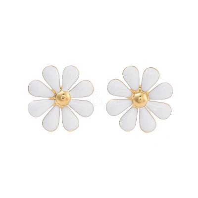304 Stainless Steel Enamel Stud Earrings EJEW-S226-03G-03-1