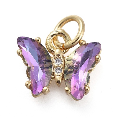 Brass Micro Pave Clear Cubic Zirconia Pendant ZIRC-P079-B01-M-1