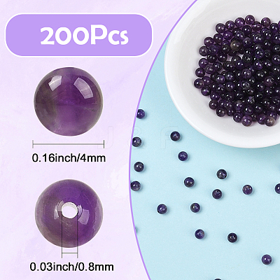 200Pcs Natural Amethyst Beads G-SP0001-22A-1