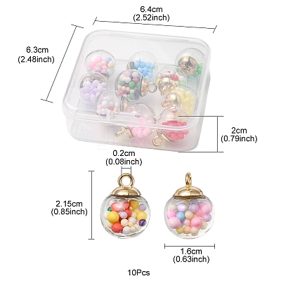 10Pcs Glass Ball Pendants GLAA-YW0001-78-1