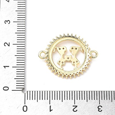 Brass Pave Clear Cubic Zirconia Friendship Connector Charms KK-L253-06G-1