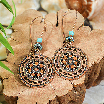 Bohemian Alloy & Wood Pendant Necklaces & Dangle Earrings Sets WG08C2E-01-1