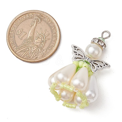 Pearlized Glass Pearl Beads Pendants PALLOY-MZ00487-01-1