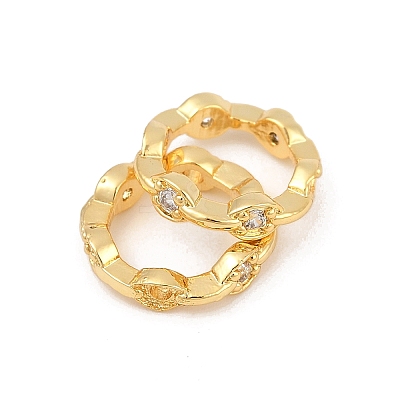Brass Clear Cubic Zirconia Bead Frame KK-D375-33G-01-1