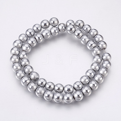 Electroplate Non-Magnetic Synthetic Hematite Beads Strands G-F585-C05-8mm-1