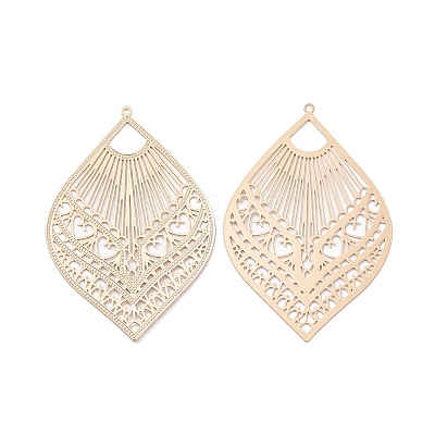 Brass Filigree Big Pendants KK-B064-05KCG-1