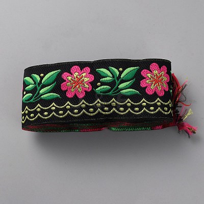 Ethnic Style Polyester Embroidery Flower Ribbon OCOR-WH0093-37C-1