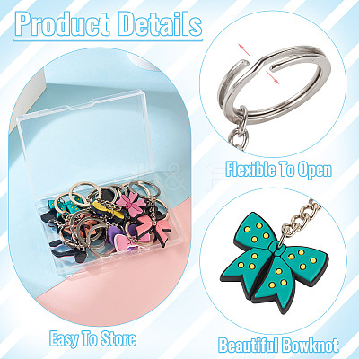 13Pcs 13 Styles PVC Plastic Bowknot Keychains KEYC-TA0001-55-1
