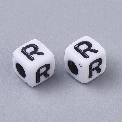 White Opaque Acrylic Beads X-MACR-R869-02R-1