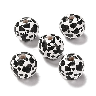 Printed Wood European Beads X-WOOD-F011-06-1