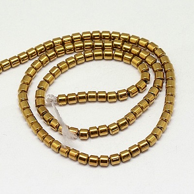 Electroplate Non-magnetic Synthetic Hematite Beads Strands G-J163-3x3mm-04-1