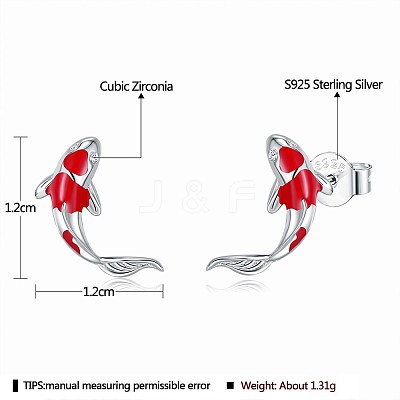 Anti-Tarnish Rhodium Plated 925 Sterling Silver Stud Earrings STER-BB72115-1